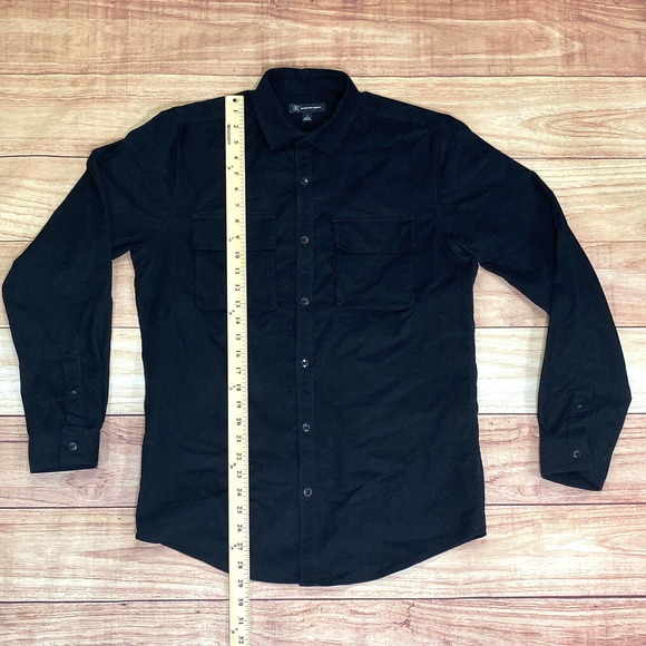 INC INTERNATIONAL CONCEPTS Black Corduroy Button Up Small Long Sleeve Shirt - Picture 5 of 8